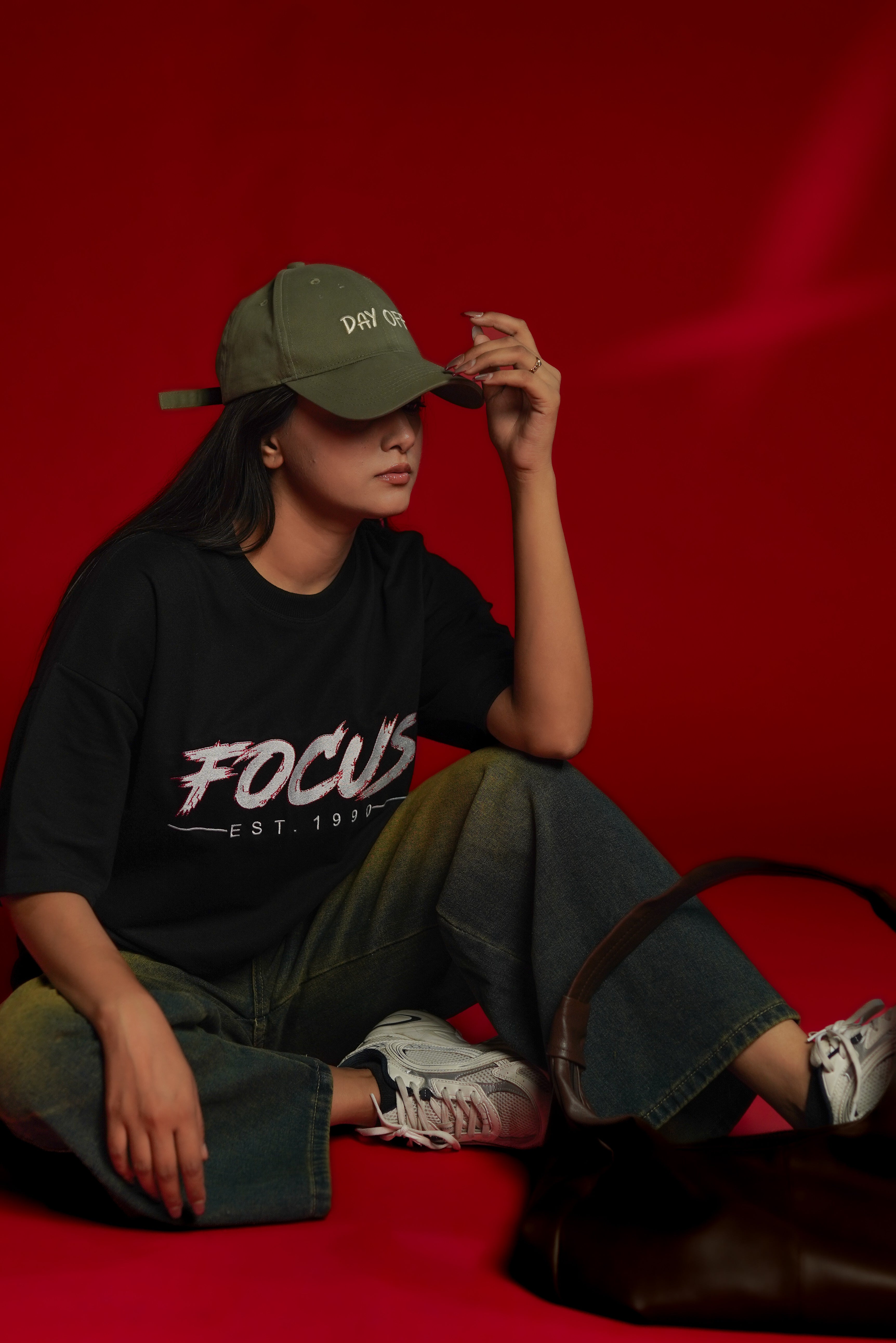 Focus EST. 1990 Embroidered Oversized T-Shirt | Daper Dash