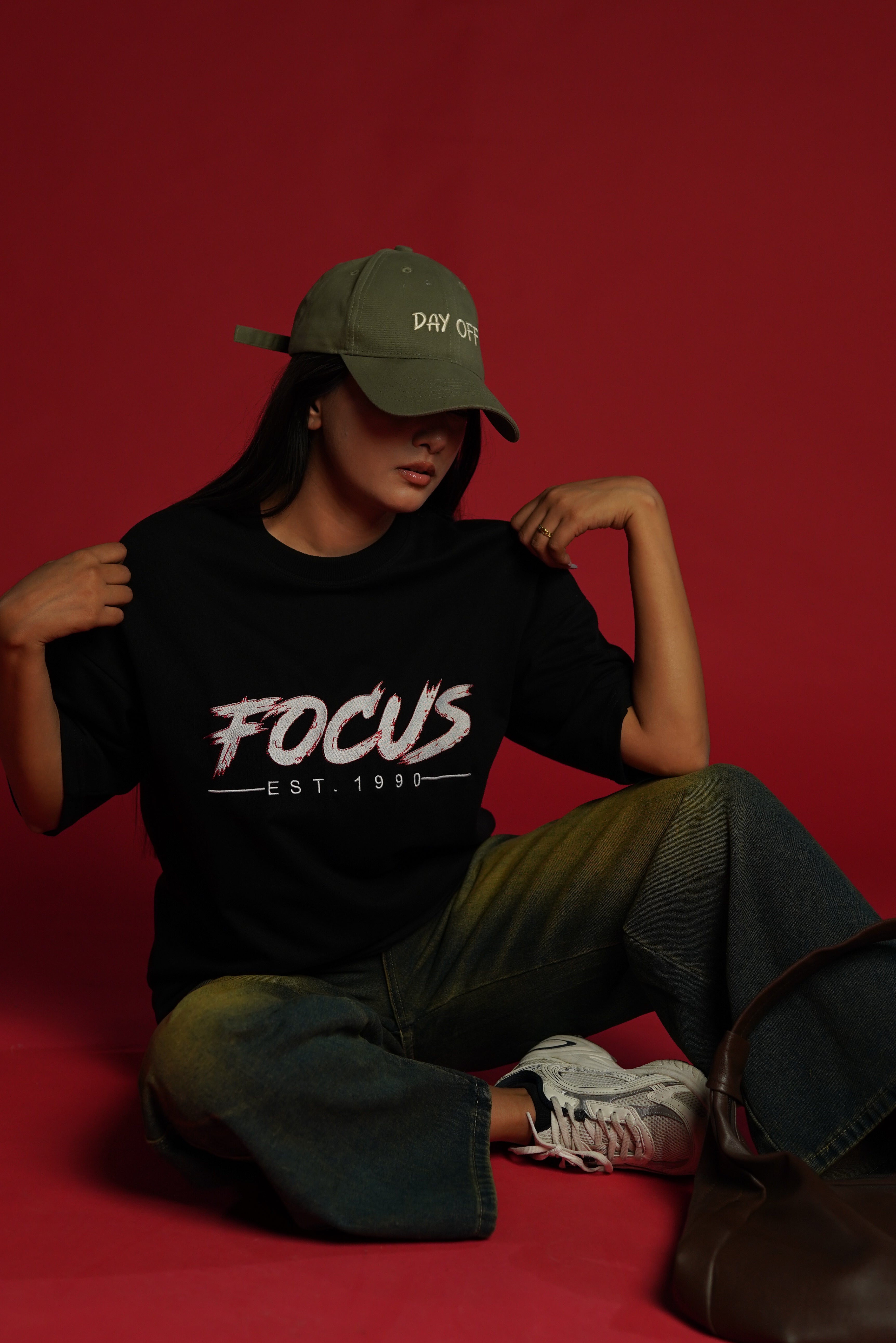 Focus EST. 1990 Embroidered Oversized T-Shirt | Daper Dash