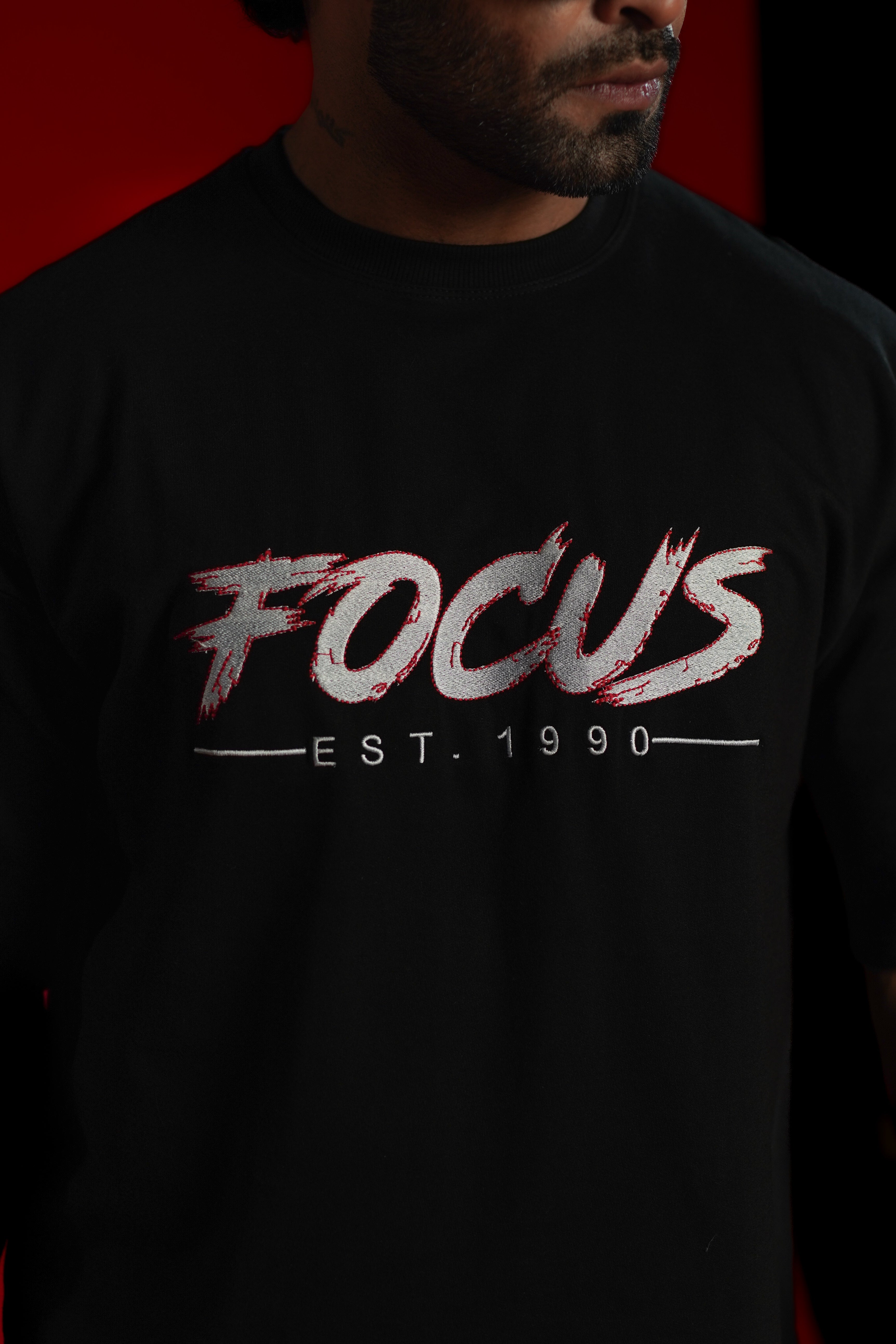 Focus EST. 1990 Embroidered Oversized T-Shirt | Daper Dash