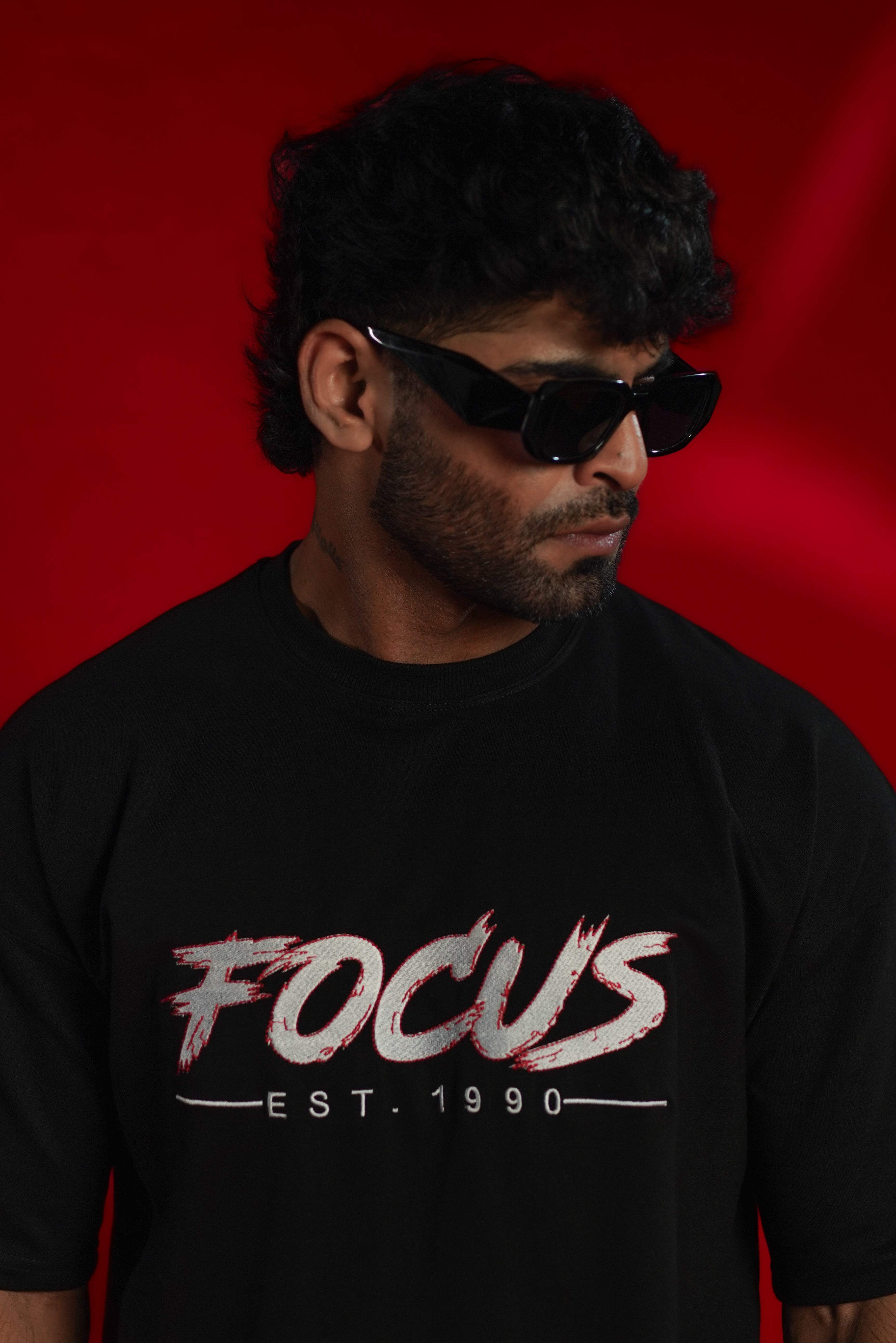 Focus EST. 1990 Embroidered Oversized T-Shirt | Daper Dash