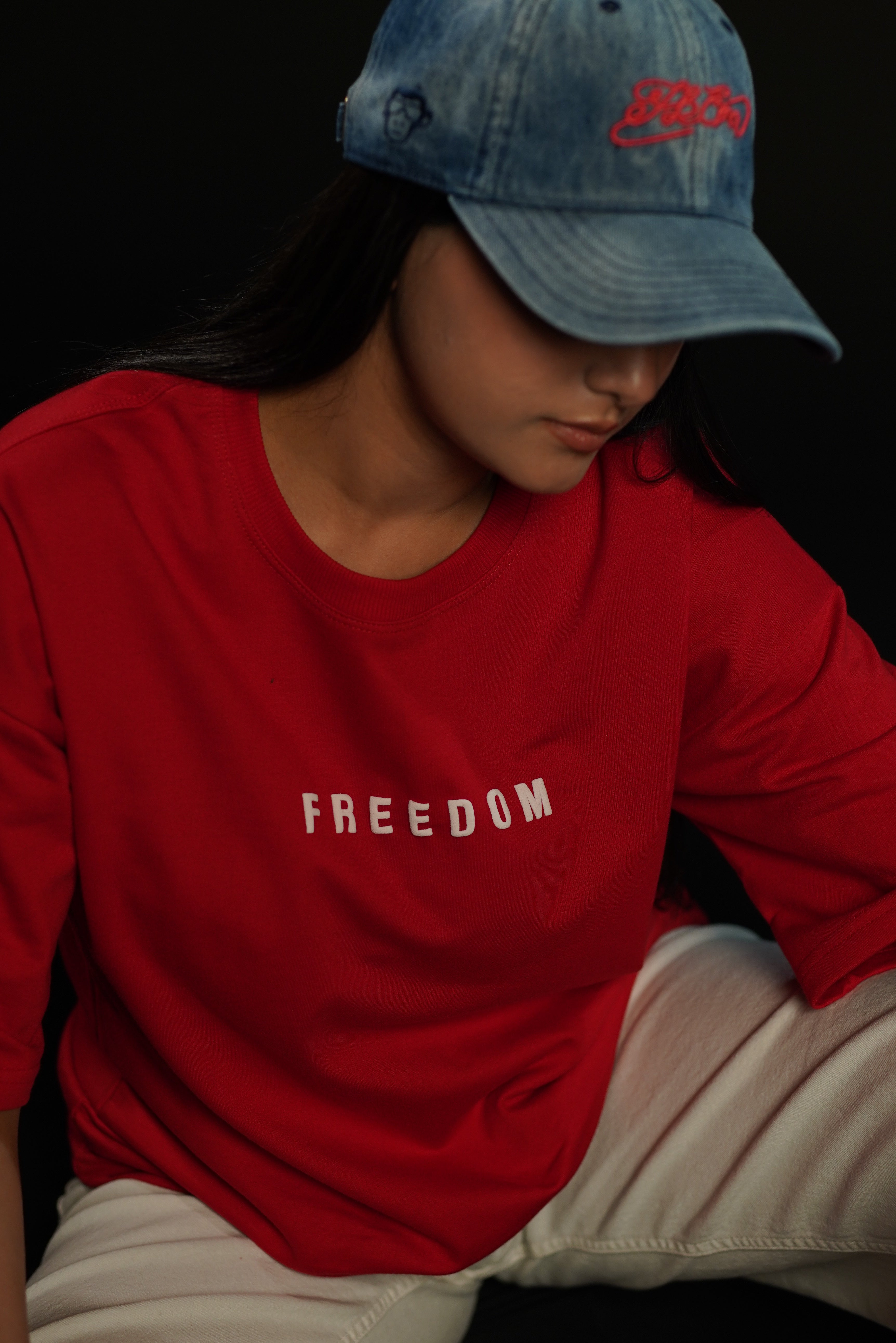Freedom Bloom Red Oversized Graphic T-Shirt | Daper Dash