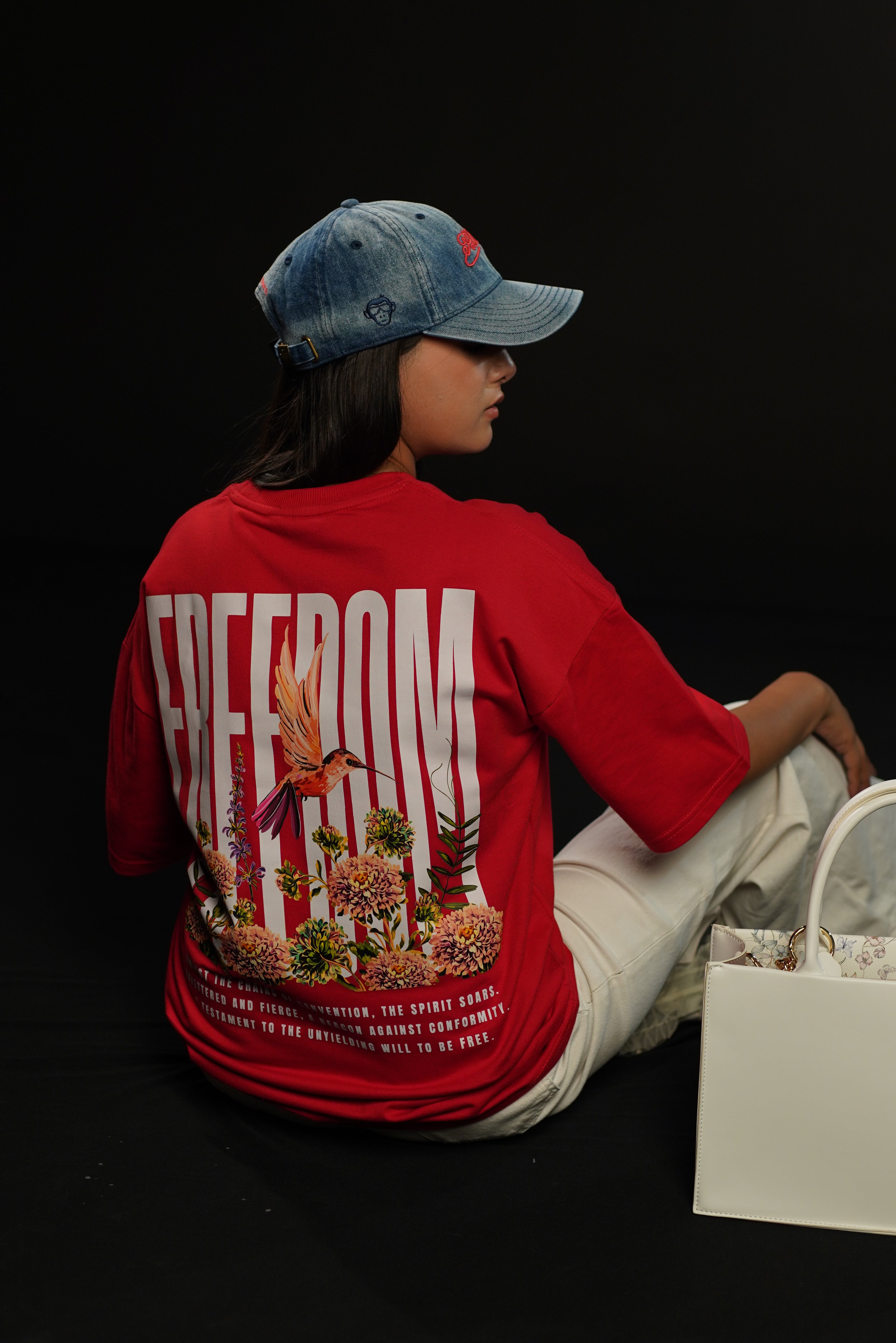 Freedom Bloom Red Oversized Graphic T-Shirt | Daper Dash