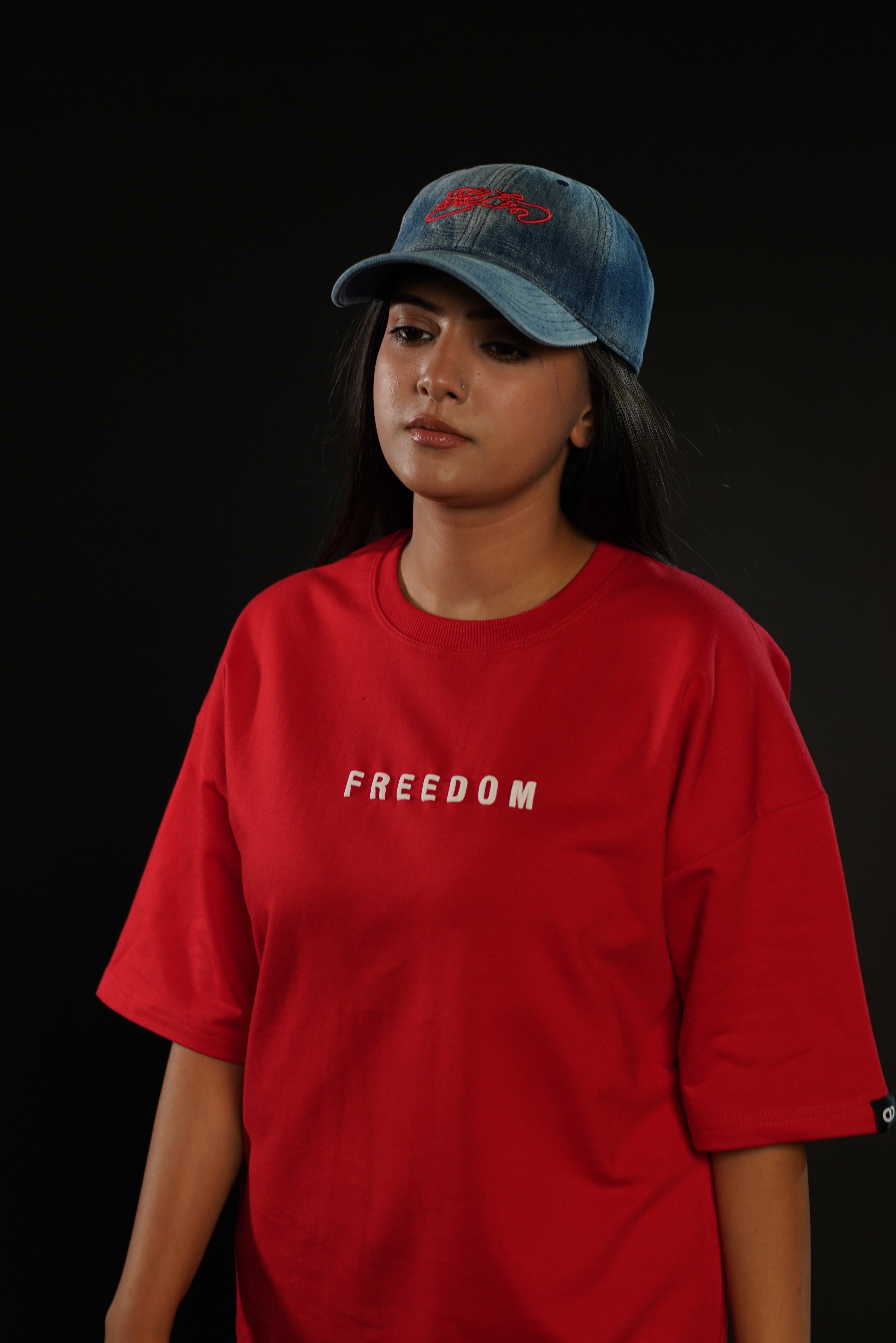 Freedom Bloom Red Oversized Graphic T-Shirt | Daper Dash