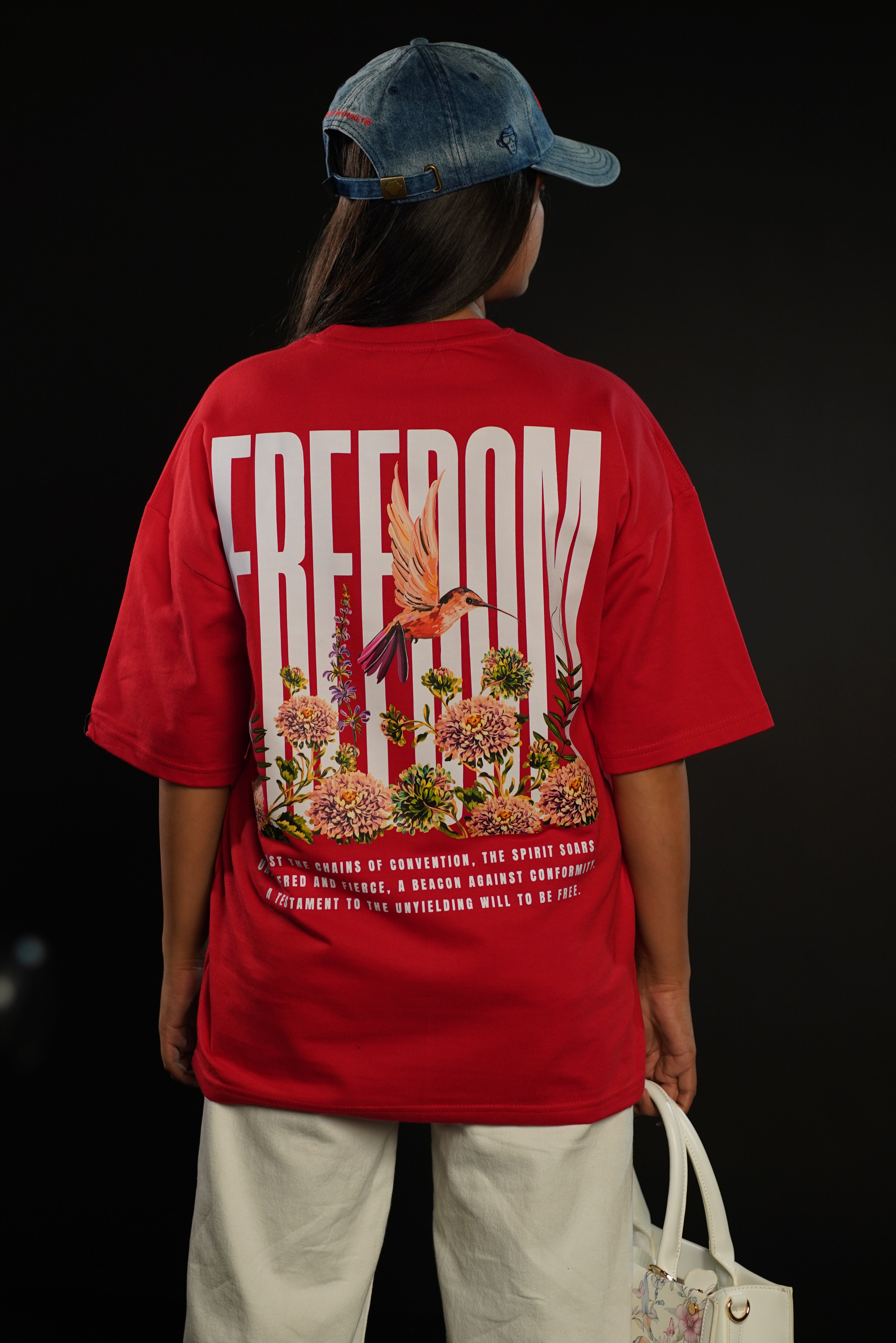 Freedom Bloom Red Oversized Graphic T-Shirt | Daper Dash