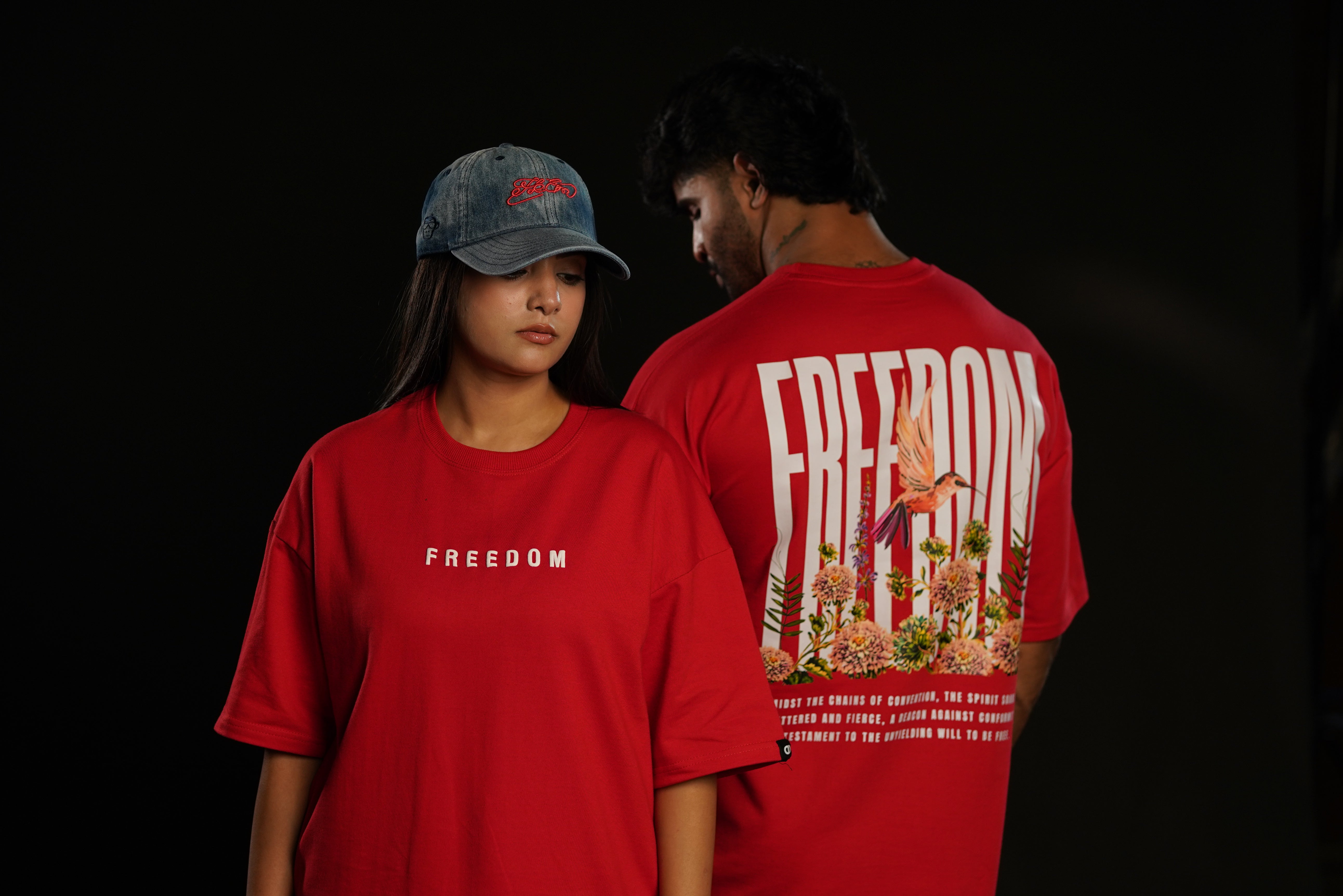 Freedom Bloom Red Oversized Graphic T-Shirt | Daper Dash