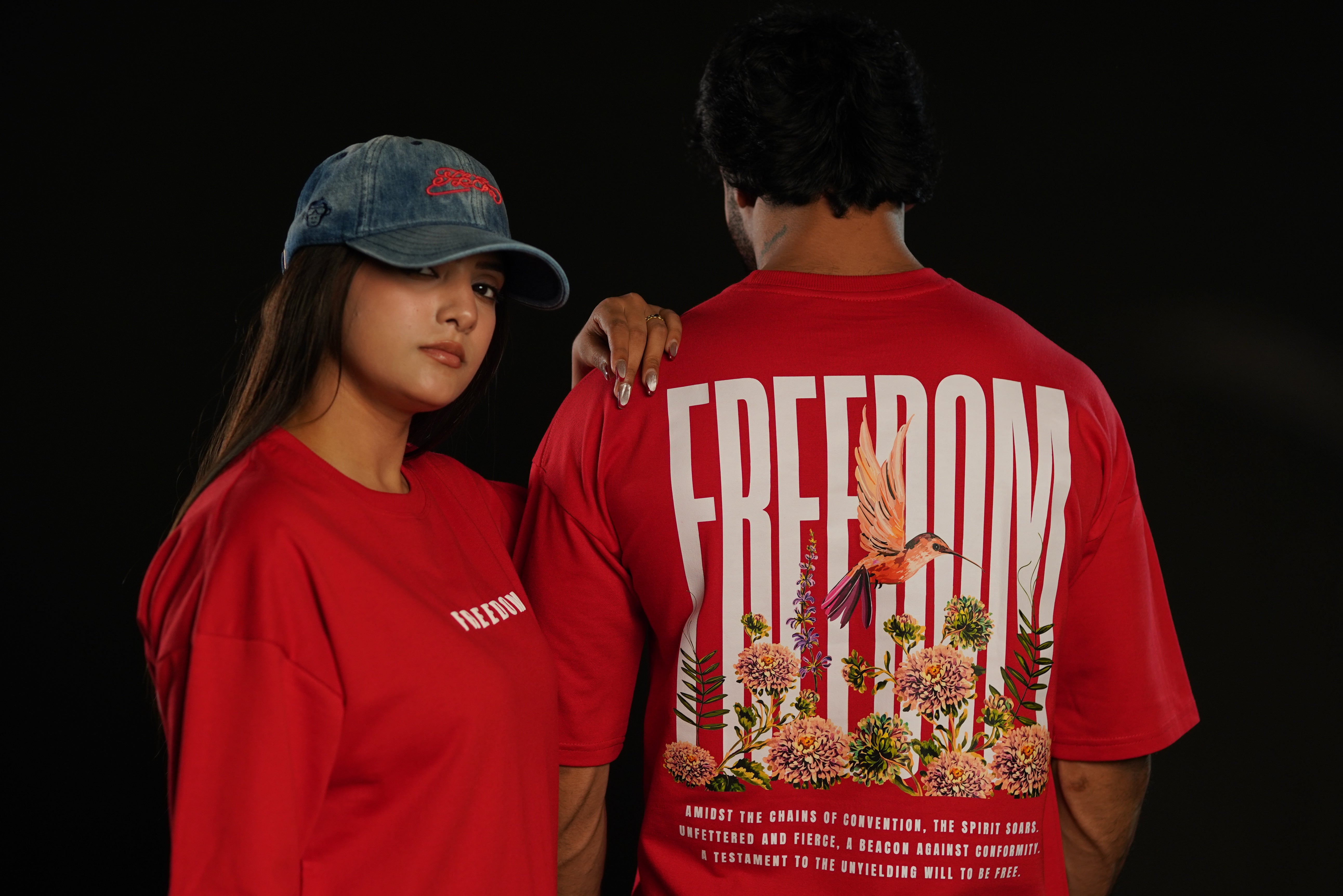 Freedom Bloom Red Oversized Graphic T-Shirt | Daper Dash