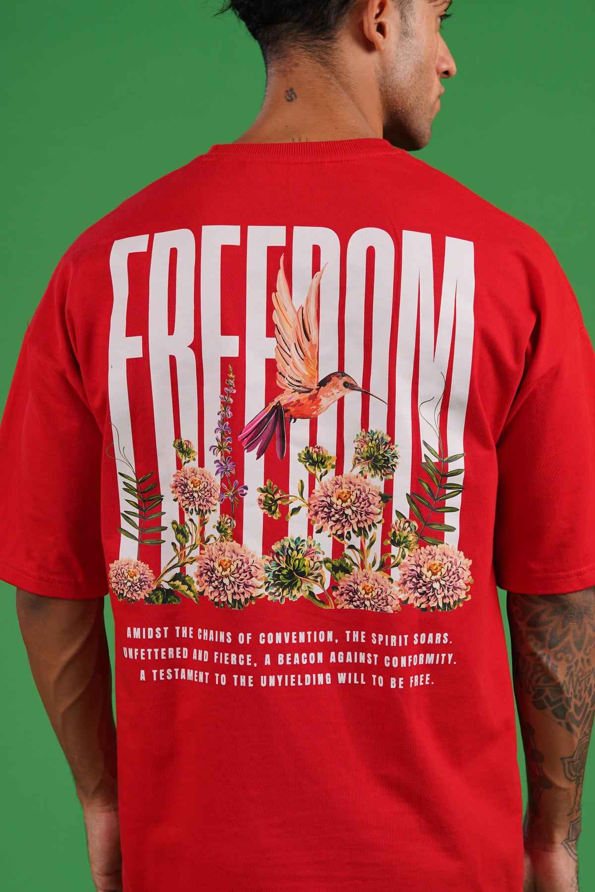 Freedom Bloom Red Oversized Graphic T-Shirt | Daper Dash